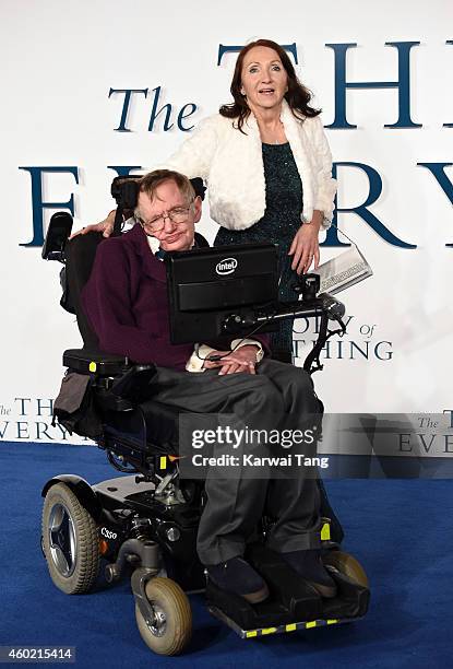 Professor Stephen Hawking and Jane Hawking attend the UK Premiere of "The Theory Of Everything" at Odeon Leicester Square on December 9, 2014 in...