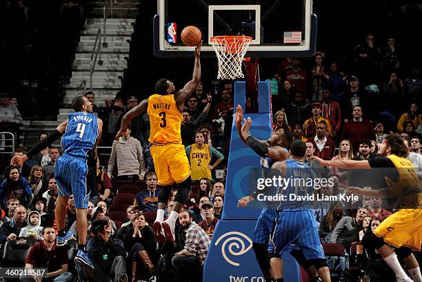 Dion Waiters of the Cleveland Cavaliers makes a layup with under a second remaining to send the game into overtime against the Orlando Magic at The...