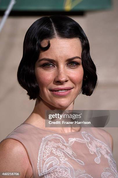 Actress Evangeline Lilly attends the premiere of New Line Cinema, MGM Pictures And Warner Bros. Pictures' "The Hobbit: The Battle Of The Five Armies"...