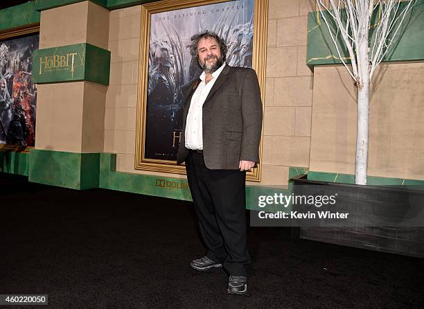 Writer/director/producer Peter Jackson attends the premiere of New Line Cinema, MGM Pictures and Warner Bros. Pictures' "The Hobbit: The Battle of...