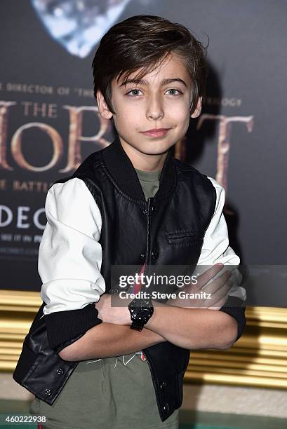 Actor Aidan Gallagher attends "The Hobbit: The Battle Of The Five Armies" Los Angeles Premiere at Dolby Theatre on December 9, 2014 in Hollywood,...