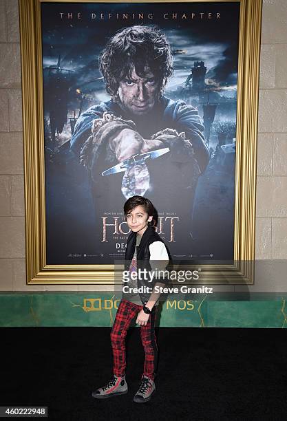 Actor Aidan Gallagher attends "The Hobbit: The Battle Of The Five Armies" Los Angeles Premiere at Dolby Theatre on December 9, 2014 in Hollywood,...