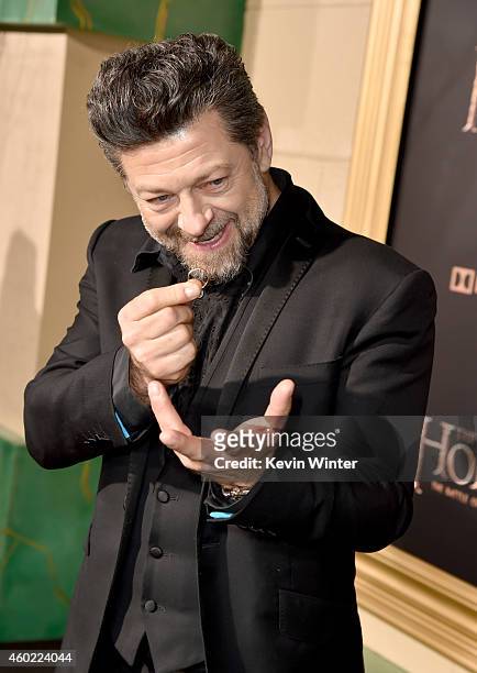 Actor Andy Serkis attends the premiere of New Line Cinema, MGM Pictures and Warner Bros. Pictures' "The Hobbit: The Battle of the Five Armies" at...