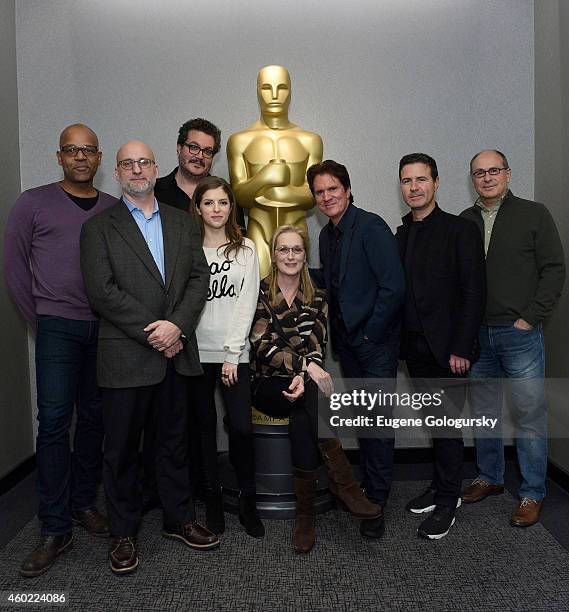 Patrick Harris, Wyatt Smith, Anna Kendrick, Meryl Streep, Rob Marshall, Dion Beebe, and James Lapine attend the The Academy Of Motion Picture Arts...