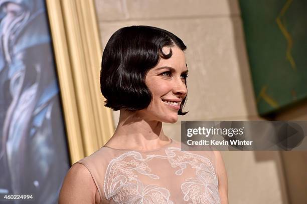 Actress Evangeline Lilly attends the premiere of New Line Cinema, MGM Pictures and Warner Bros. Pictures' "The Hobbit: The Battle of the Five Armies"...