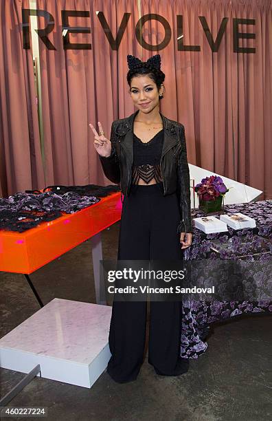 Singer Jhene Aiko unveils clothing collaboration with Lovers + Friends at The REVOLVE Grove Pop-Up at The Grove on December 9, 2014 in Los Angeles,...