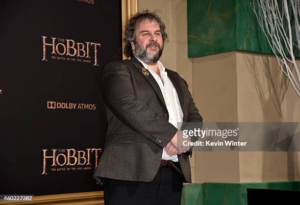 Writer/director/producer Peter Jackson attends the premiere of New Line Cinema, MGM Pictures and Warner Bros. Pictures' "The Hobbit: The Battle of...