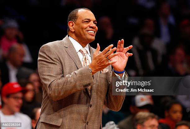 Head coach Lionel Hollins of the Brooklyn Nets in action against the San Antonio Spurs at Barclays Center on December 3, 2014 in the Brooklyn borough...