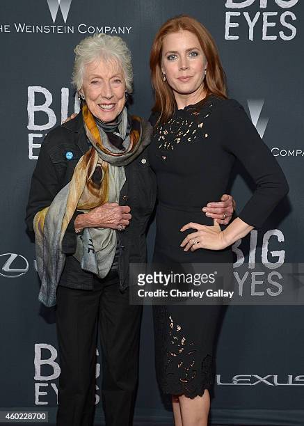 Artist Margaret Keane and actress Amy Adams attend The Weinstein Company's "Big Eyes" Los Angeles special screening in partnership with Lexus at Ace...