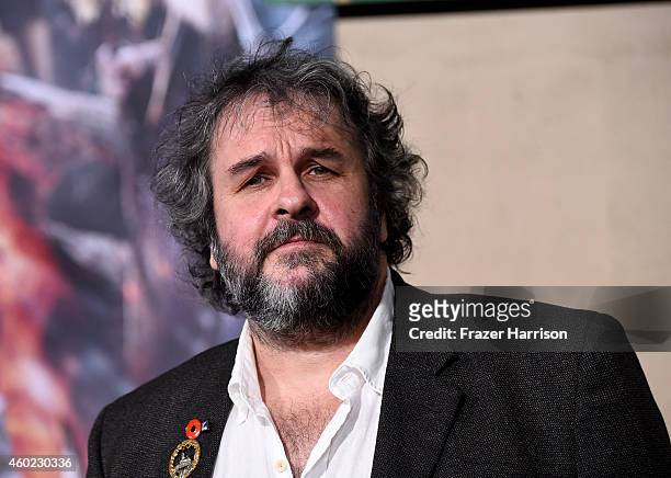 Director Peter Jackson attends the premiere of New Line Cinema, MGM Pictures And Warner Bros. Pictures' "The Hobbit: The Battle Of The Five Armies"...