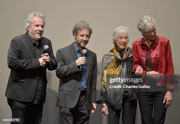 Writers Larry Karaszewski, Scott Alexander, artist Margaret Keane and daughter Jane Ulbrich speak onstage during The Weinstein Company's "Big Eyes"...