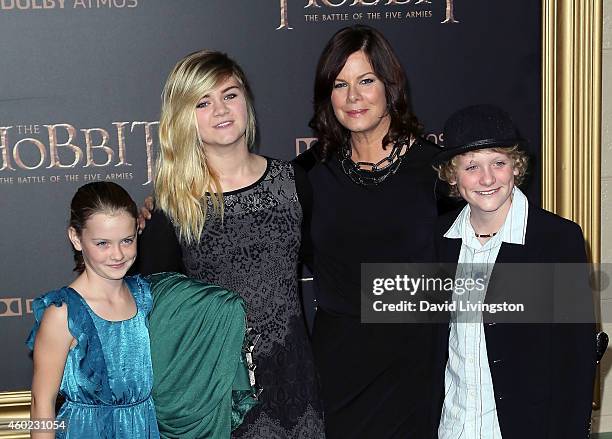 Actress Marcia Gay Harden and children attend the premiere of New Line Cinema, MGM Pictures and Warner Bros. Pictures' "The Hobbit: The Battle of the...