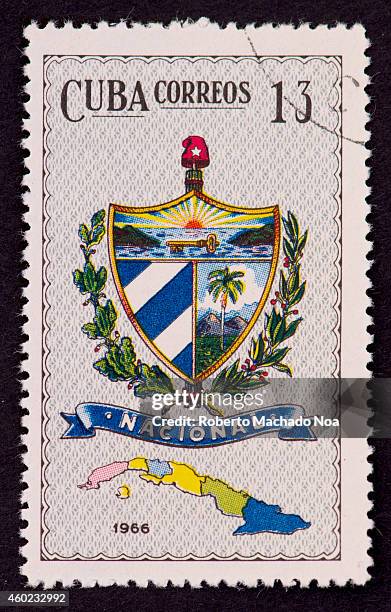 Cuban National Coat of Arms seen in a stamp from Cuba Correos or Post dating back to 1966 This political administrative divisions correspond to the...