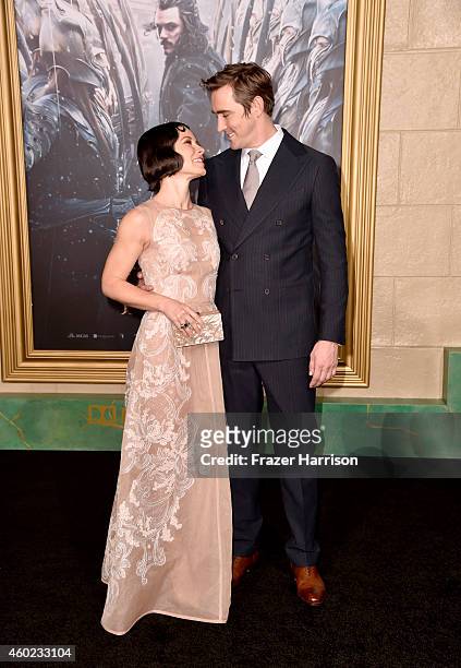 Actress Evangeline Lilly and actor Lee Pace attend the premiere of New Line Cinema, MGM Pictures And Warner Bros. Pictures' "The Hobbit: The Battle...