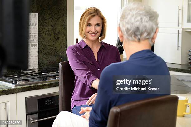 Actress Brenda Strong on the set of "The Other Talk" video as part of Pfizer's "Let's Talk About Change" campaign on July 31, 2014 in Seal Beach,...
