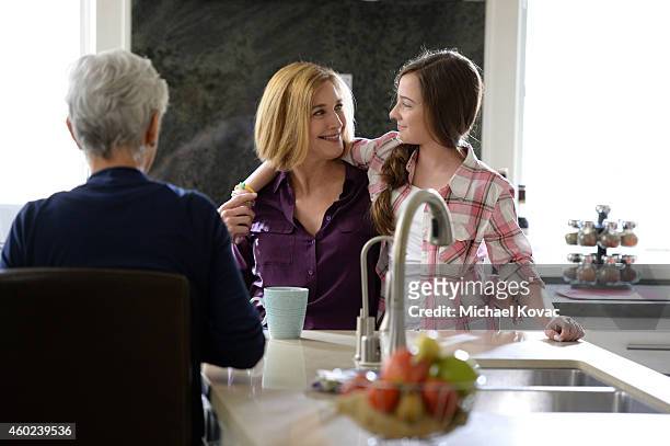 Actress Brenda Strong on the set of "The Other Talk" video as part of Pfizer's "Let's Talk About Change" campaign on July 31, 2014 in Seal Beach,...