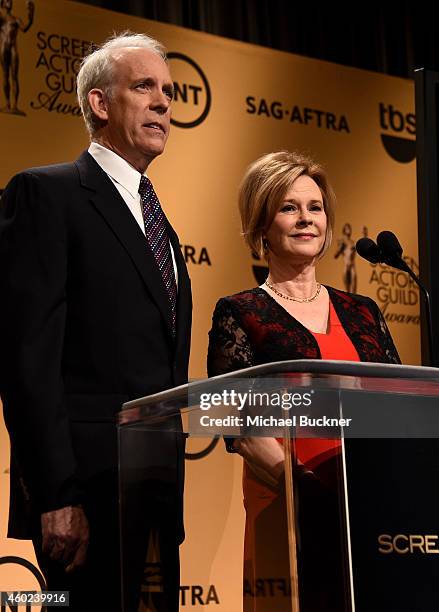 Awards Committee Vice Chair Daryl Anderson and SAG Foundation President JoBeth Williams speak onstage during TNT's 21st Annual Screen Actors Guild...