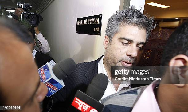 Eric Alexander, Uber Asia-Pacific Head, coming to DCP Office for questioning by Delhi Police for the second consecutive day on December 10, 2014 in...
