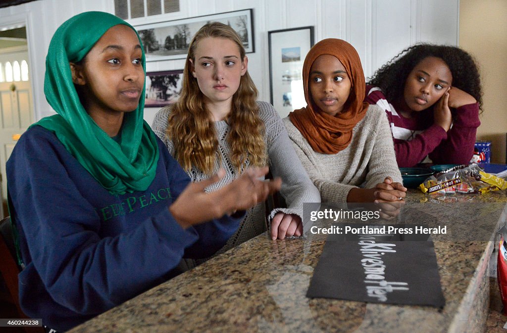 Lewiston High School students and poster