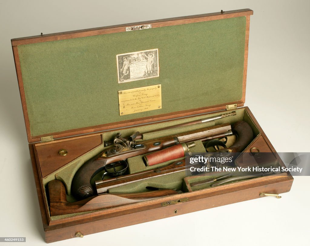 Pair Of Flintlock Dueling Pistols With Case And Accessories