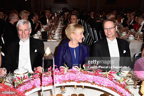 Professor John O'Keefe and Professor Jean Tirole attends the Nobel Prize Banquet 2014 at City Hall on December 10, 2014 in Stockholm, Sweden.
