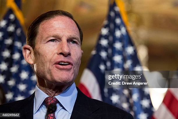 Sen. Richard Blumenthal speaks during a news conference to discuss U.S. President Barack Obama's executive order on immigration, on Capitol Hill,...