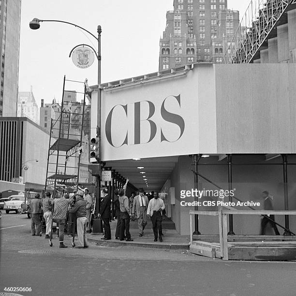General progress of construction of CBS Building. The CBS headquarters construction site, "Black Rock" at 51 West 52 Street, New York, NY. CBS...