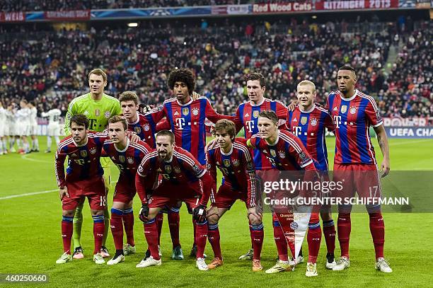 Bayern Munich palyers pose for a team picture during the UEFA Champions League Group E second-leg football match FC Bayern Munich vs CSKA Moscow in...