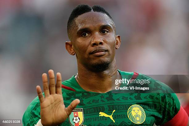 Samuel Eto o of Cameroon during the Frendly match between Germany and Cameroon at Borussia-Park on June 01, 2014 in Munchengladbach, Germany.