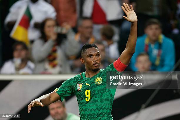 Samuel Eto o of Cameroon during the Frendly match between Germany and Cameroon at Borussia-Park on June 01, 2014 in Munchengladbach, Germany.