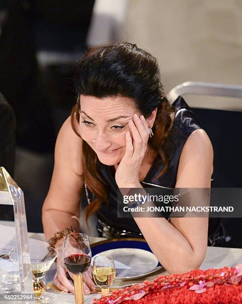 Nobel Prize in Medicine laureate 2014 Norway's May-Britt Moser attends the traditional Nobel Prize banquet at the Stockholm City Hall on December 10,...