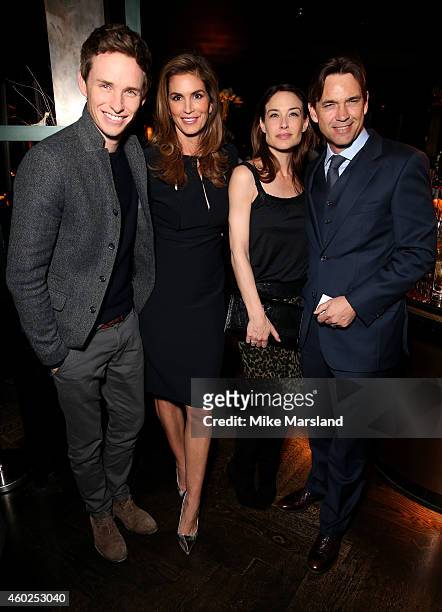 Model Cindy Crawford, actors Eddie Redmayne, Claire Forlani and Dougray Scott attend the Omega Oxford Street Store Opening Party at The Shard on...