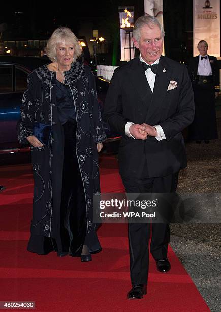 Prince Charles, Prince of Wales and Camilla, Duchess of Cornwall arrive at A Night of Heroes: The Sun Military Awards 2014 at the National Maritime...