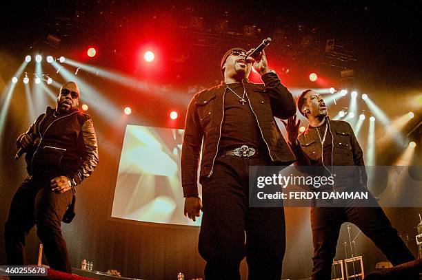 Vocal group Boyz II Men performs in De Melkweg in Amsterdam, the Netherlands, on December 10, 2014. AFP PHOTO / ANP / FERDY DAMMAN --NETHERLANDS OUT--