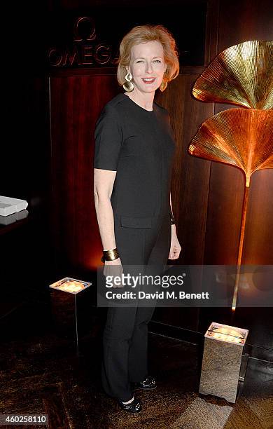 Julia Peyton-Jones attends a private dinner celebrating the opening of the OMEGA Oxford Street boutique at Aqua Shard on December 10, 2014 in London,...