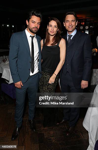 Actors Dominic Cooper, Claire Forlani and Dougray Scott attend the Omega Oxford Street Store Opening Party at The Shard on December 10, 2014 in...