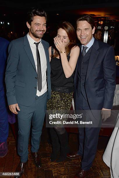 Dominic Cooper, Claire Forlani and Dougray Scott attend a private dinner celebrating the opening of the OMEGA Oxford Street boutique at Aqua Shard on...