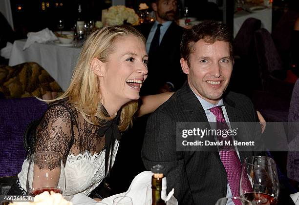 Sofia Wellesley and James Blunt attend a private dinner celebrating the opening of the OMEGA Oxford Street boutique at Aqua Shard on December 10,...