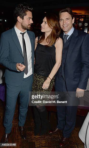 Dominic Cooper, Claire Forlani and Dougray Scott attend a private dinner celebrating the opening of the OMEGA Oxford Street boutique at Aqua Shard on...