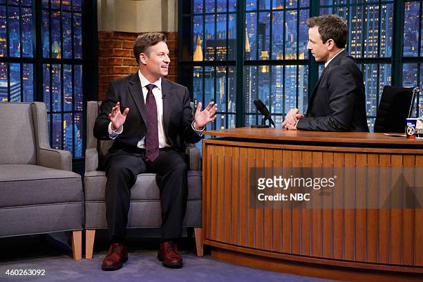 Episode 0138-- Pictured: Journalist Richard Engel during an interview with host Seth Meyers on December 10, 2014 --
