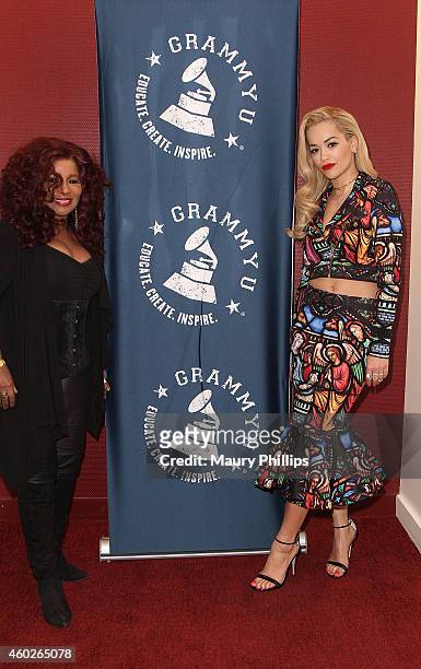Chaka Kahn and Rita Ora attend GRAMMY U Off The Record With Chaka Kahn at The Recording Academy on December 9, 2014 in Los Angeles, California.