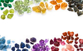 Variety of natural colorful gems. Horizontal composition.