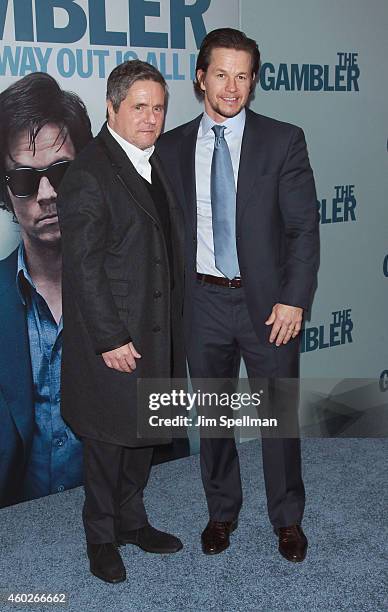 Chairman and CEO of Paramount Pictures Brad Grey and actor Mark Wahlberg attend "The Gambler" New York premiere at AMC Lincoln Square Theater on...