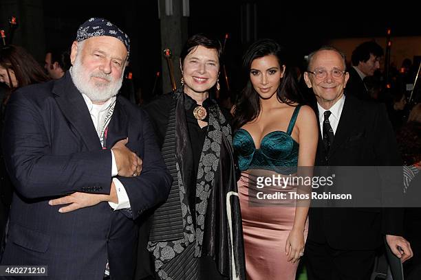 Bruce Weber, Isabella Rossellini, Kim Kardashian and Joel Grey attend the 19th Annual ACRIA Holiday Dinner at Skylight Modern on December 10, 2014 in...