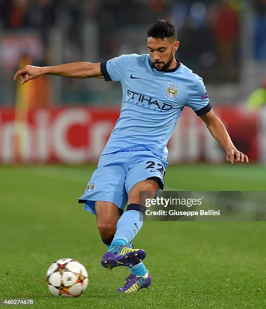 Gael Clichy of Manchester City FC in action during the UEFA Champions League Group E match between AS Roma and Manchester City FC at Stadio Olimpico...