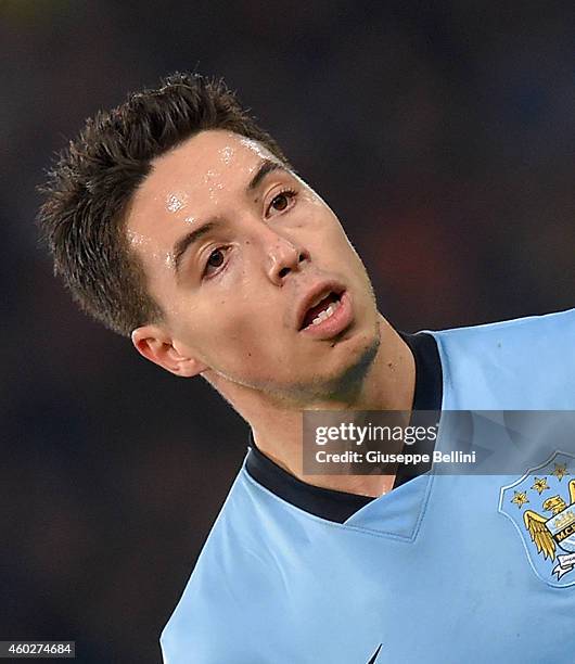 Samir Nasri of Manchester City FC during the UEFA Champions League Group E match between AS Roma and Manchester City FC at Stadio Olimpico on...