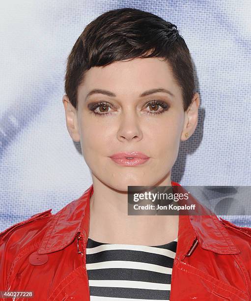 Rose McGowan arrives at the Refinery29 Holiday Party at Sunset Tower Hotel on December 10, 2014 in West Hollywood, California.