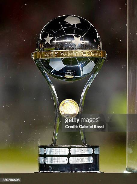 Detail of the Copa Total Sudamericana 2014 trophy before a second leg final match between River Plate and Atletico Nacional as part of Copa Total...