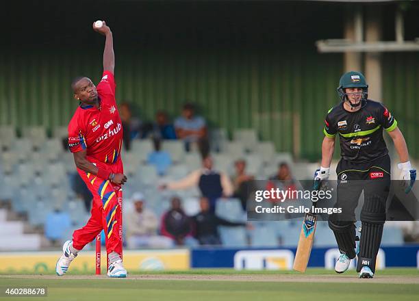 Lonwabo Tsotsobe of bizhub Highveld Lions and Craig Kieswetter of Chevrolet Warriors during the Ram Slam T20 Challenge match between Chevrolet...