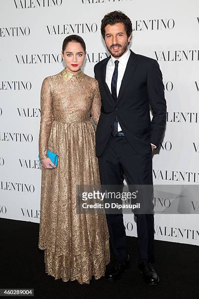 Matilde Gioli and Francesco Scianna attend the Valentino Sala Bianca 945 Event on December 10, 2014 in New York City.